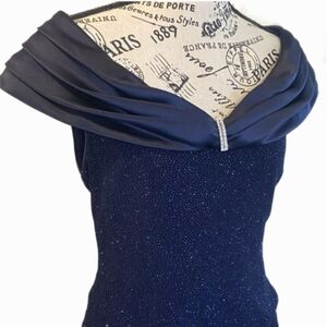 Patra Navy Blue Sparkle Maxi Gown Dress